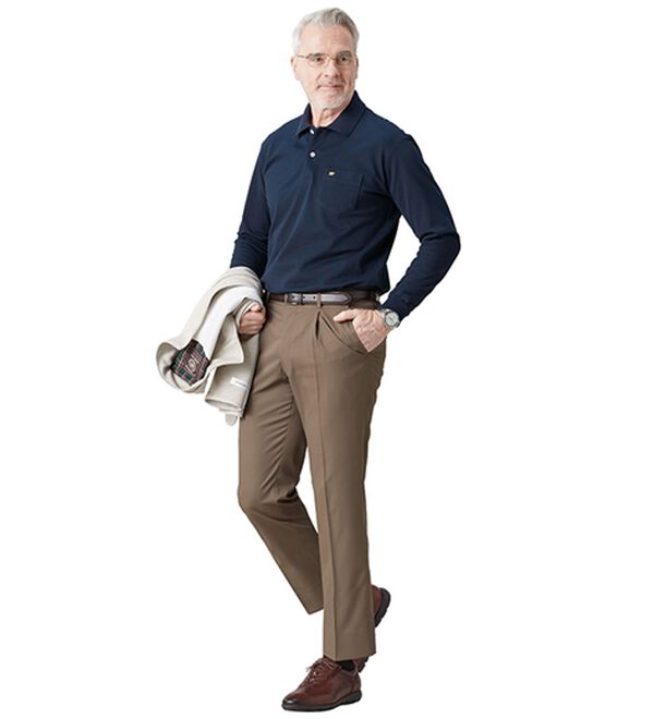 「＜ゴールデンベア＞軽やか綿タッチスラックス（メンズスラックス）」｜詳細画像