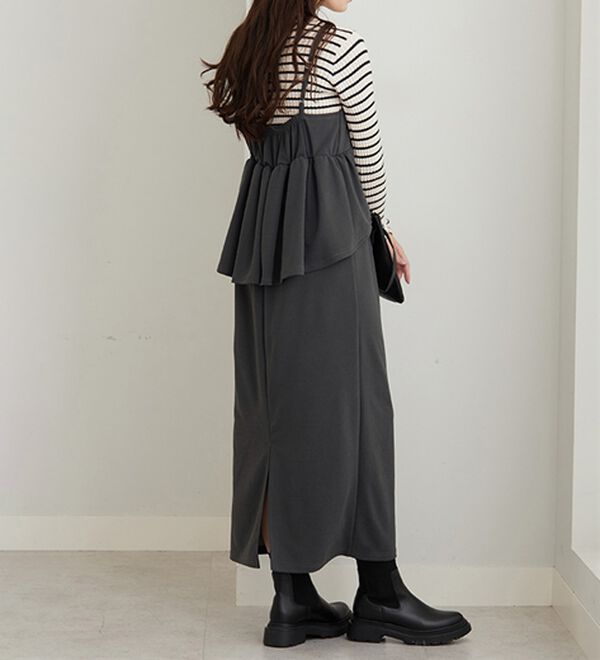 GeeRA（ジーラ）の「楽ちん！ペプラムキャミワンピース（カットソーワンピース）」｜詳細画像