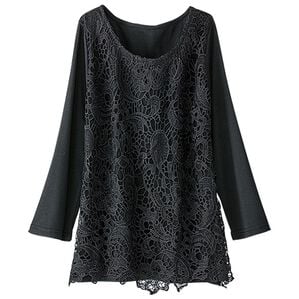 BELLUNA（ベルーナ）の「こっそり汗対策！抗菌消臭ケミカルレース使いプルオーバー（カットソー）」｜黒