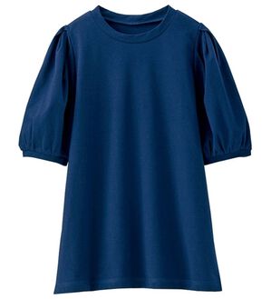 BELLUNA（ベルーナ）の「ひんやり綿混素材華奢見せプルオーバー（カットソー）」｜ディープネイビー