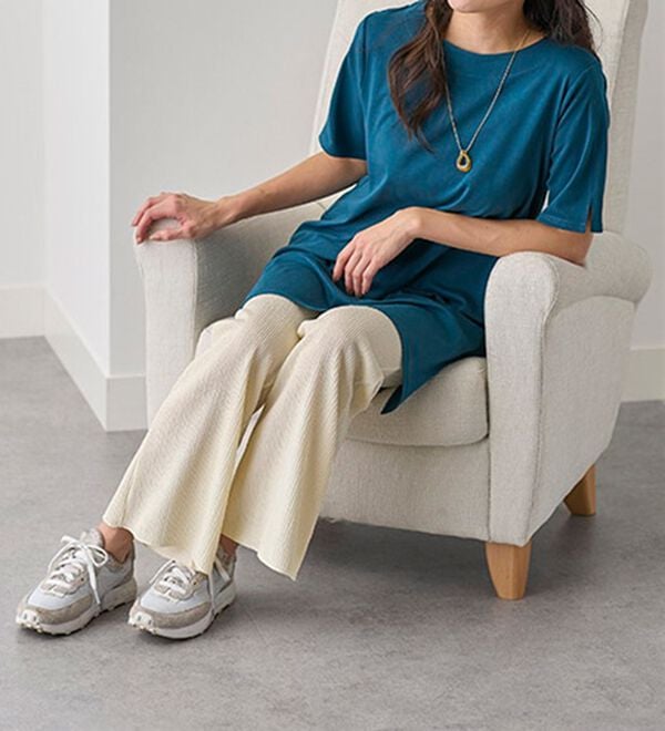 BELLUNA（ベルーナ）の「ランダムクレープパンツ（フルレングスパンツ）」｜詳細画像