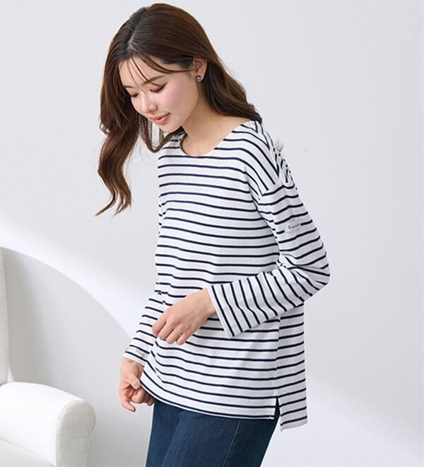 BELLUNA（ベルーナ）の「 ＜＆ｃｏｃｏｃｈｉ＞ハピネスコットン１００％ボーダープルオーバー（カットソー）」｜詳細画像