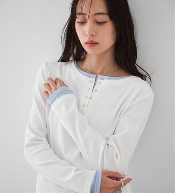 RANAN（ラナン）の「レイヤードヘンリーネックリブTシャツ（カットソー）」｜詳細画像