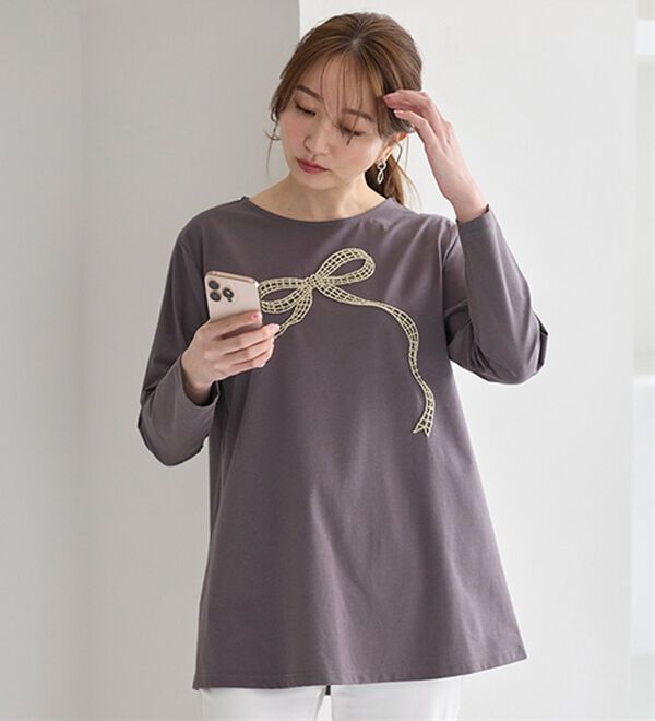 BELLUNA（ベルーナ）の「一枚で着映えるデコラＴ（長袖）（チュニック）」｜詳細画像