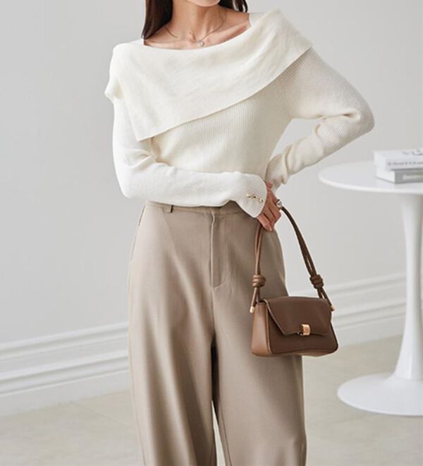 RANAN（ラナン）の「アシメオフショルリブニット（ニット・セーター）」｜詳細画像