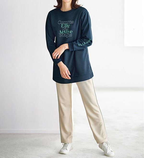 BELLUNA（ベルーナ）の「＜ＥＬＬＥ　Ａｃｔｉｖｅ＞かのこロゴプリントチュニック（チュニック）」｜詳細画像