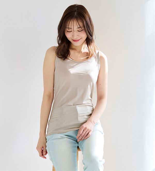 LAVIENNE（ラヴィエンヌ）の「【暑がりさん必見！】瞬間ひんやり冷感！タンクトップインナー＜さらりラボ＞（肌着・インナーウェア）」｜詳細画像