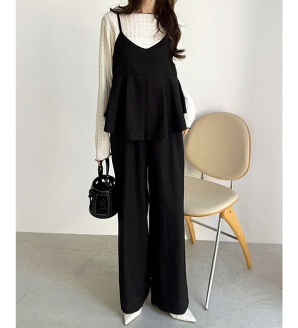 GeeRA（ジーラ）の「セットアップ風プリーツビスチェキャミサロペ（オールインワン）」｜詳細画像