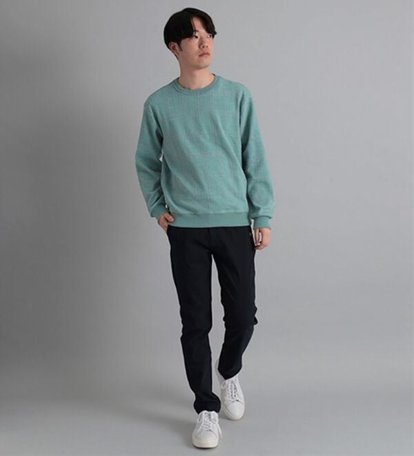 「＜コムルヴァン・オム＞チェック柄ふくれジャカードトレーナー（メンズトレーナー）」｜詳細画像