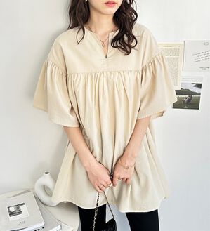 GeeRA（ジーラ）の「フレアー袖キーネックブラウス（ブラウス）」｜詳細画像