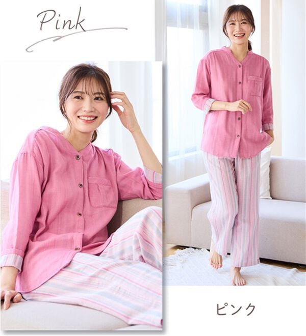 LAVIENNE（ラヴィエンヌ）の「【オーガニックコットン使用】綿１００％Ｗガーゼのルームパジャマ（パジャマ・ルームウェア）」｜詳細画像