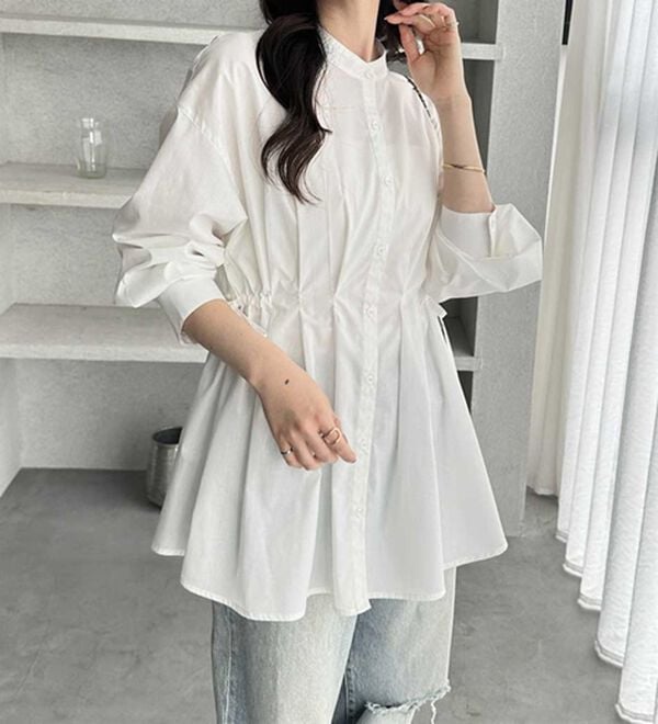 GeeRA（ジーラ）の「ウエストタックリボンシャツチュニック（チュニック）」｜詳細画像