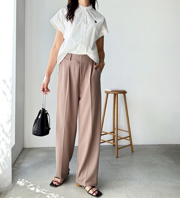 GeeRA（ジーラ）の「美脚魅せタックワイドスラックスパンツ（ワイドパンツ・ガウチョ）」｜詳細画像