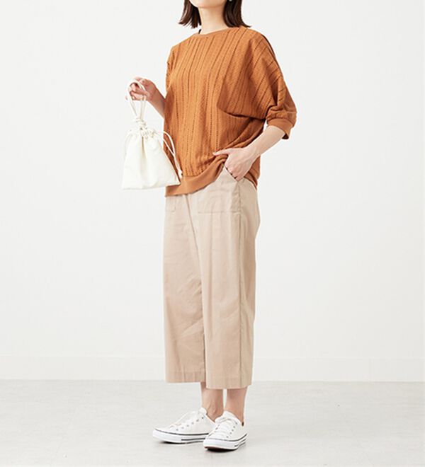 BELLUNA（ベルーナ）の「【店舗・ネット限定】サラリ綿混ベイカーワイドパンツ（ワイドパンツ・ガウチョ）」｜詳細画像