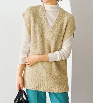 VINNO（ヴィノ）の「ウール入ブークレニットベスト（ベスト）」｜詳細画像