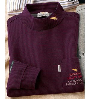 「柔らか素材のブランドハイネックシャツ（メンズカットソー）」｜ワインボーダー