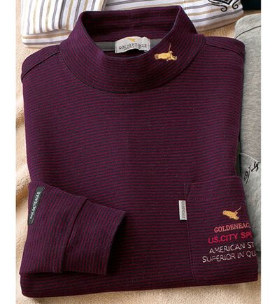 「柔らか素材のブランドハイネックシャツ（メンズカットソー）」