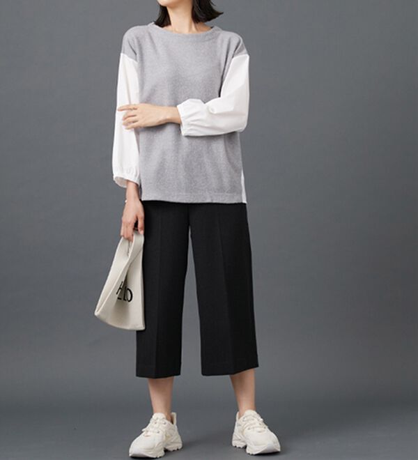 BELLUNA（ベルーナ）の「サマ見え（スーパーウォーム）ウール調センタープレスクロップドパンツ（クロップドパンツ）」｜詳細画像