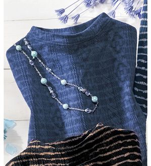 ルフラン（ルフラン）の「涼やかジャカード柄プルオーバー（カットソー）」｜ブルー