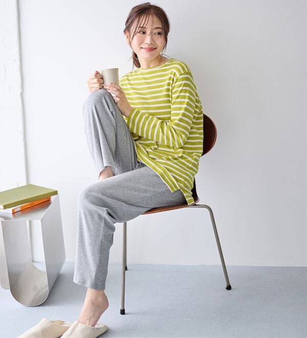 LAVIENNE（ラヴィエンヌ）の「【とろける肌心地】綿１００％やわらかスムースパジャマ（パジャマ・ルームウェア）」｜詳細画像