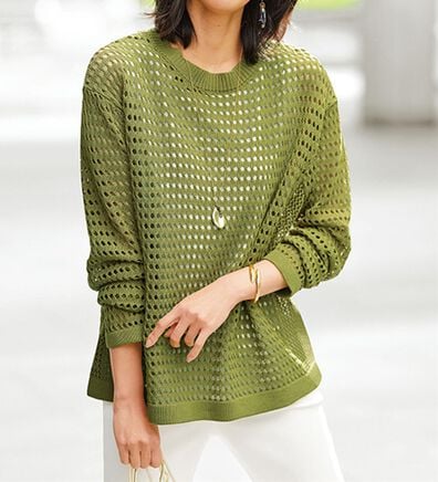 BELLUNA（ベルーナ）の「涼やか麻タッチメッシュニットプルオーバー（ニット・セーター）」