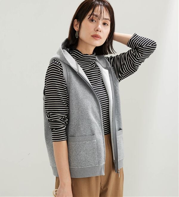 BELLUNA（ベルーナ）の「なめらか素材ハイネックボーダープルオーバー（カットソー）」｜詳細画像