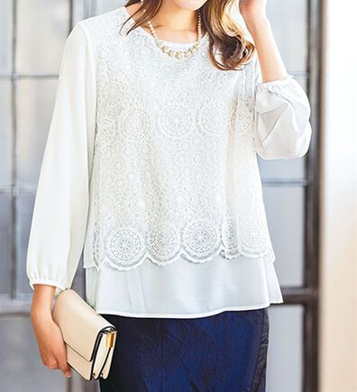 ルフラン（ルフラン）の「レース使いフォーマルブラウス（ブラックフォーマル（喪服・礼服））」