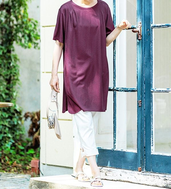 BELLUNA（ベルーナ）の「【接触冷感】かのこ素材タックデザインチュニックワンピース（その他ワンピース）」｜詳細画像