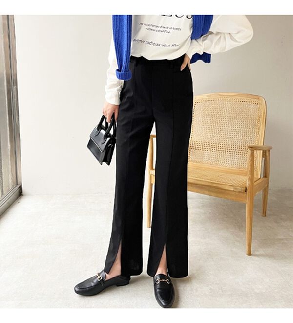 GeeRA（ジーラ）の「楽ちん！ストレッチスリットスラックスパンツ（フルレングスパンツ）」｜詳細画像