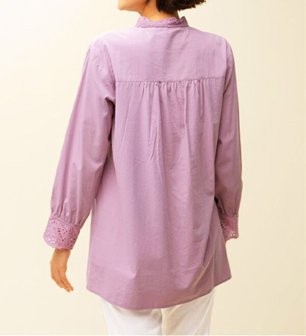 BELLUNA（ベルーナ）の「上品に着映える！衿＆袖レース切替シャツチュニック（チュニック）」｜詳細画像