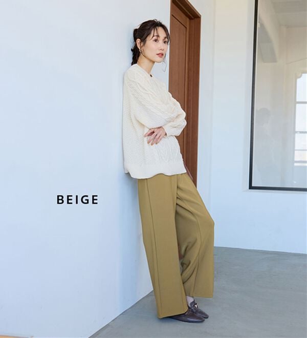 BELLUNA（ベルーナ）の「ラク＆キレイ！シルキージャージ素材ワイドパンツ（ワイドパンツ・ガウチョ）」｜詳細画像