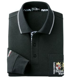 「新デザイン長袖ブランドポロシャツ（メンズポロシャツ）」｜ダークブラック