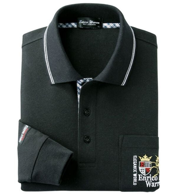 「新デザイン長袖ブランドポロシャツ（メンズポロシャツ）」｜ダークブラック