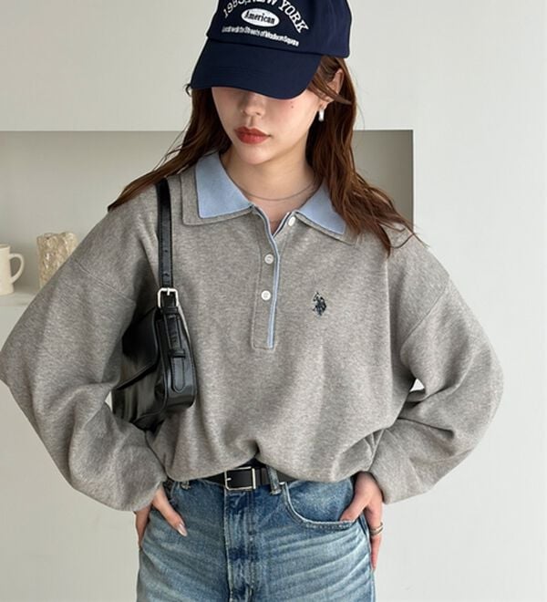 GeeRA（ジーラ）の「【Ｕ．Ｓ．ＰＯＬＯ　ＡＳＳＮ．】バイカラーポロ衿ニット（ニット・セーター）」｜詳細画像