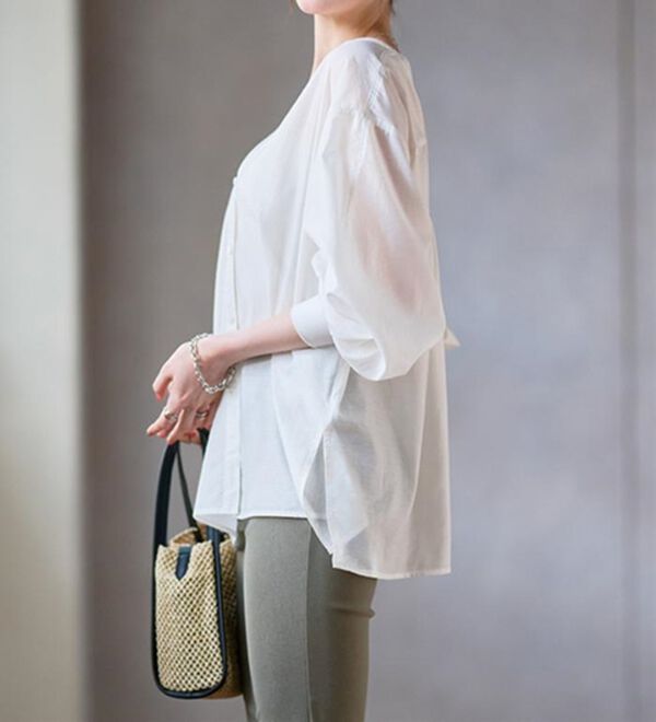 RANAN（ラナン）の「ディープVネックシアーシャツ（シャツ）」｜詳細画像