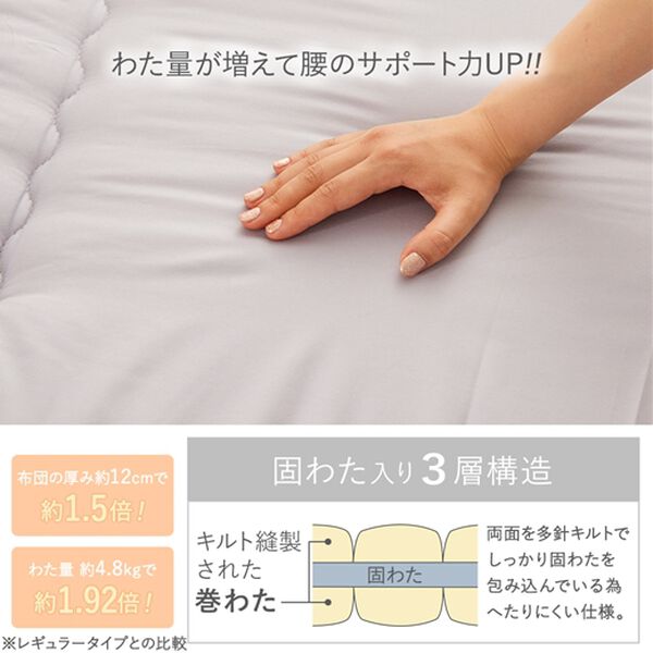iellio（イエリオ）の「腰に優しい日本製防ダニ・抗菌防臭＆バランス敷布団（敷布団）」｜詳細画像