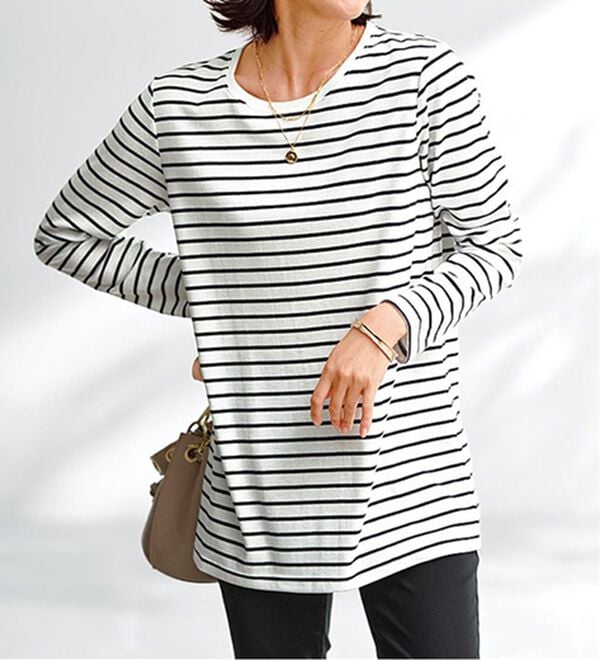 BELLUNA（ベルーナ）の「ツイード調カーデ&times;ボーダーアンサンブル（アンサンブル）」｜詳細画像