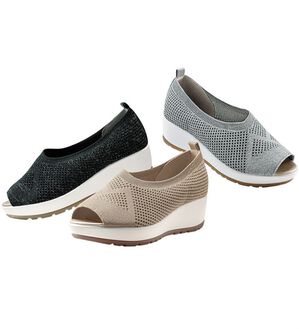 BELLUNA（ベルーナ）の「ニット素材オープントゥウェッジパンプス（パンプス）」｜詳細画像