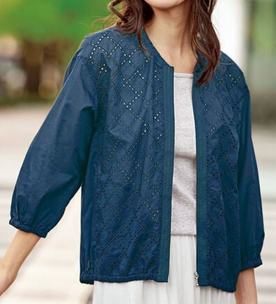 BELLUNA（ベルーナ）の「夏のお出かけに！カットワーク刺しゅうサマージャケット（ブルゾン）」