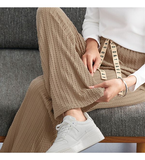 BELLUNA（ベルーナ）の「【３本組】ケーブルジャガードイージーパンツ（フルレングスパンツ）」｜詳細画像