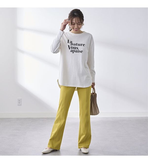 BELLUNA（ベルーナ）の「すっきり伸びる！ハイテンション美脚パンツ　ブーツカット（フルレングスパンツ）」｜詳細画像