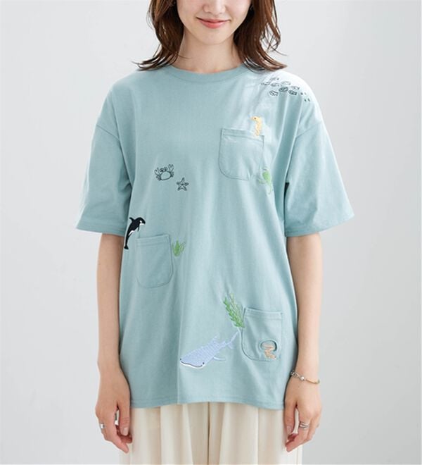 BELLUNA（ベルーナ）の「海の生き物刺しゅうビッグプルオーバー（カットソー）」｜詳細画像