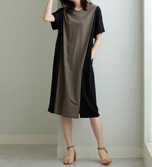 BELLUNA（ベルーナ）の「細見えを叶える！配色切替ワンピース（その他ワンピース）」｜モカ&times;黒
