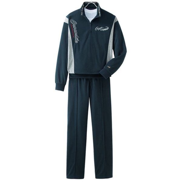 「＜クロコダイル＞デザインホームスーツ（メンズルームウェア）」｜ハーフジップネイビー