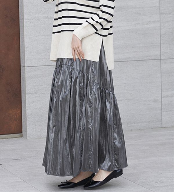RANAN（ラナン）の「メタリックラウンドティアードスカート（ロングスカート）」｜ガンメタ