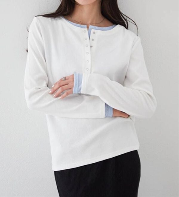 RANAN（ラナン）の「レイヤードヘンリーネックリブTシャツ（カットソー）」｜詳細画像