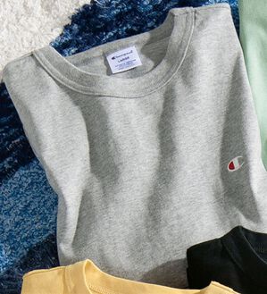 「＜チャンピオン＞綿１００％リラックスフィット５分袖Ｔシャツ（メンズＴシャツ）」｜杢グレー