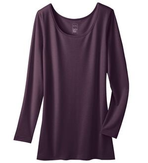 LAVIENNE（ラヴィエンヌ）の「【薄手なのに＋5.2℃】あったかインナー　クルーネック９分袖＜ベリーヒート＞（肌着・インナーウェア）」｜パープル