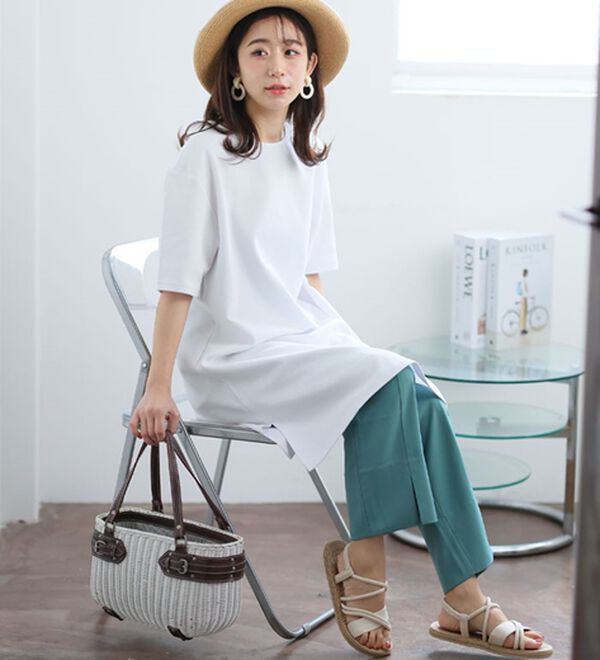 A HAPPY MARILYN（アハッピーマリリン）の「【Ｍ～８Ｌ】【接触冷感・吸水速乾】体型カバー五分袖チュニック（チュニック）」｜詳細画像