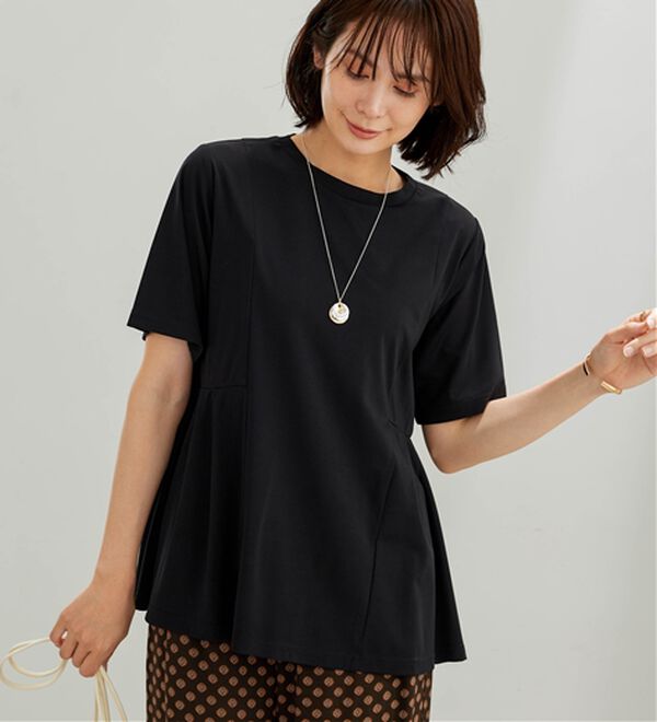 BELLUNA（ベルーナ）の「【接触冷感】ヒンヤリ！サイドタック使いチュニック（チュニック）」｜黒